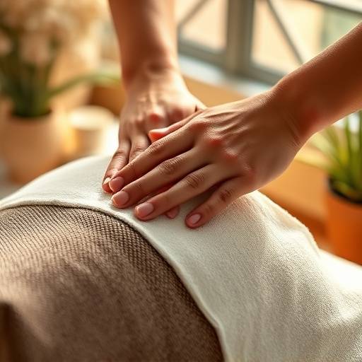 Mains effectuant un massage dans un cadre provenäal.