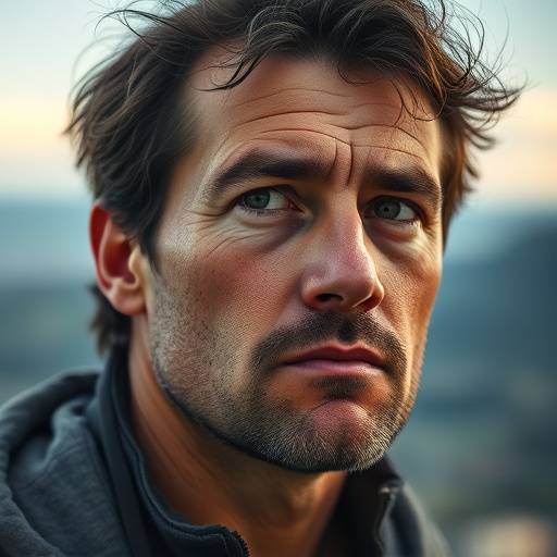 Photo portrait de Pierre Dubois, co-fondateur des Olivades Provenäales, regardant vers l'horizon avec détermination.